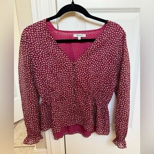 Madewell Burgundy Patterned Blouse